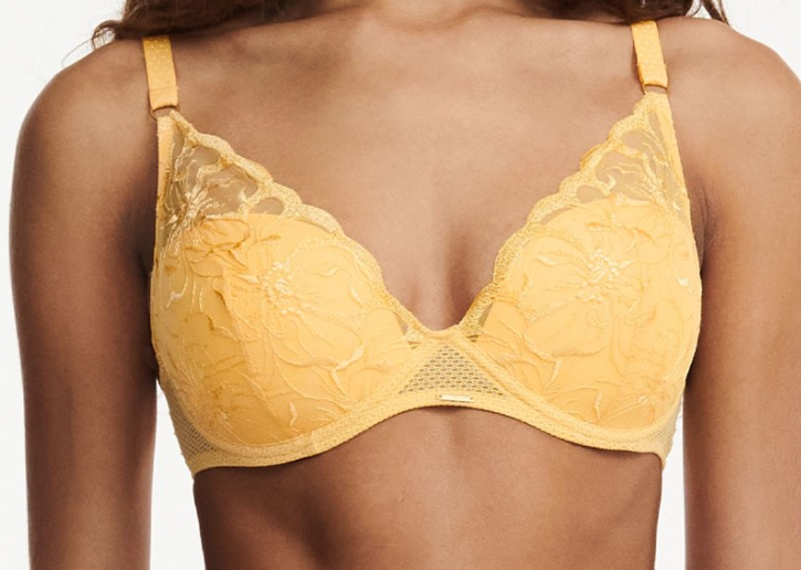 Chantelle C12M20- Fleurs Plunging T-Shirt bra in Yellow – The