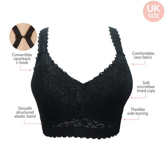 Buy Spiaty Women's Nylon & Lace Lightly Padded Non - Wired Bralette Bra  (Gbra006_BK, Black, Fit to : 28 to 32) at
