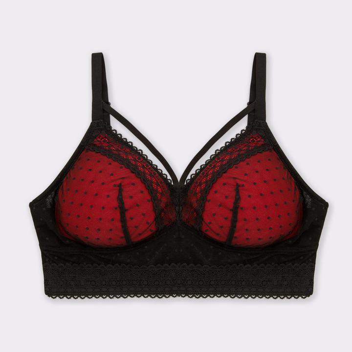 Mia Dot Wire-Free Bralette P6011 - Cameo Rose/Black and Red – The