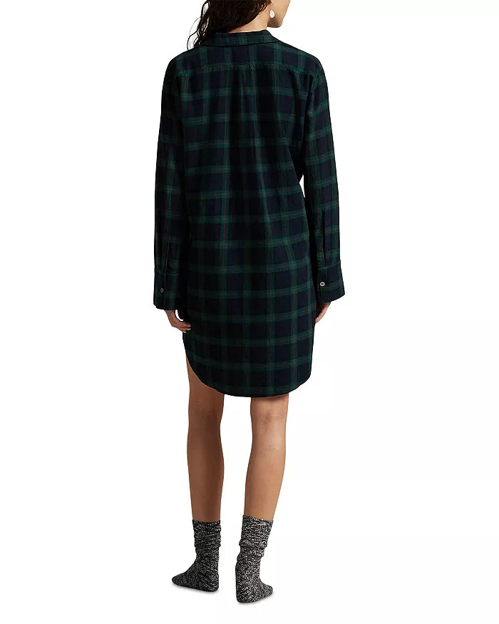 Polo Ralph Lauren Plaid Camp Collar Sleep Dress- 4P0250R2