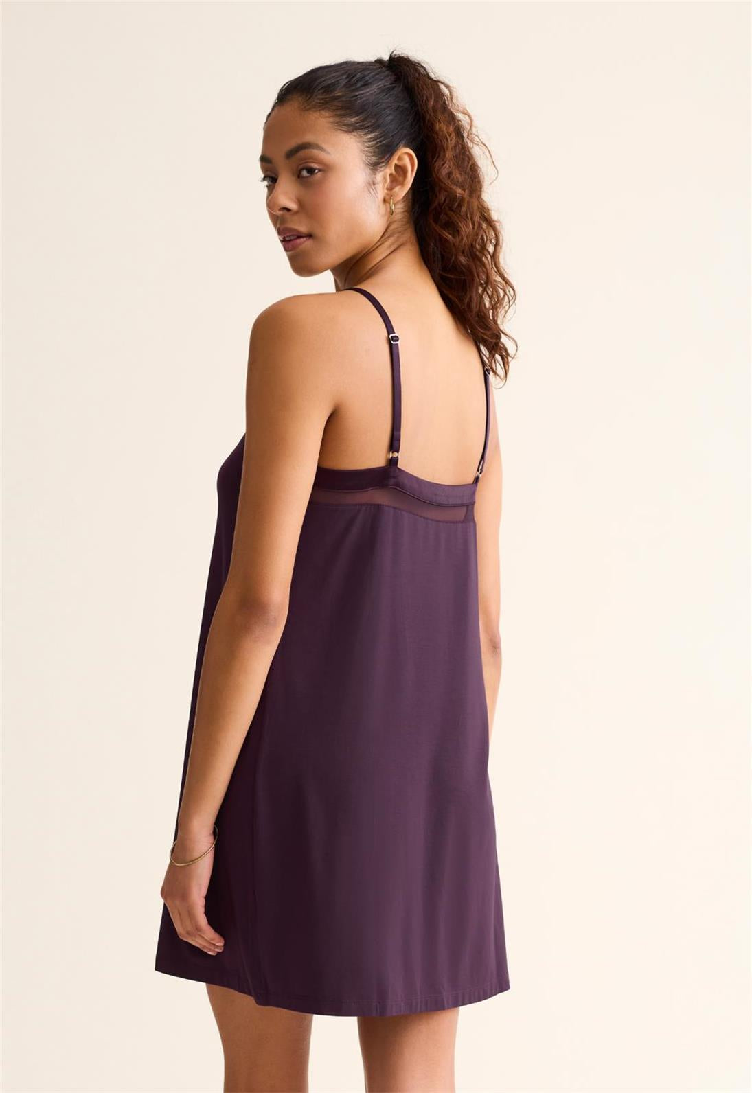 Fleur't-Tuxedo Slip Chemise-6046- blk/vino