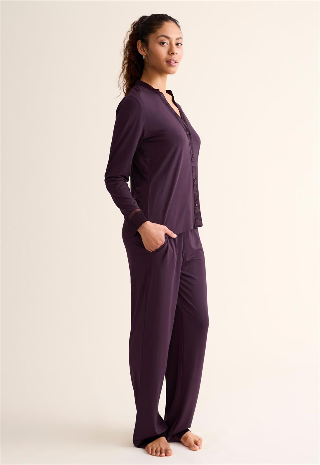 Fleur't-Tuxedo Pj Set-6140- BLK/VINO
