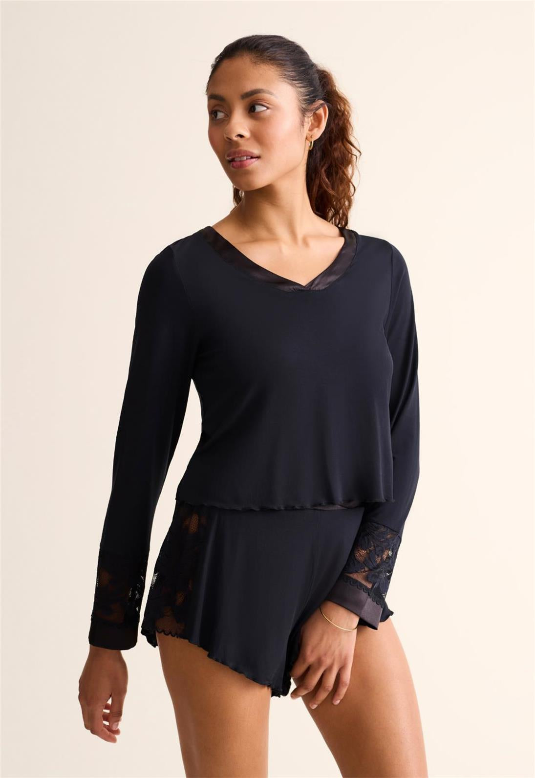 FLEURT Parisian Nights Short Set- BLK/RED- 6141