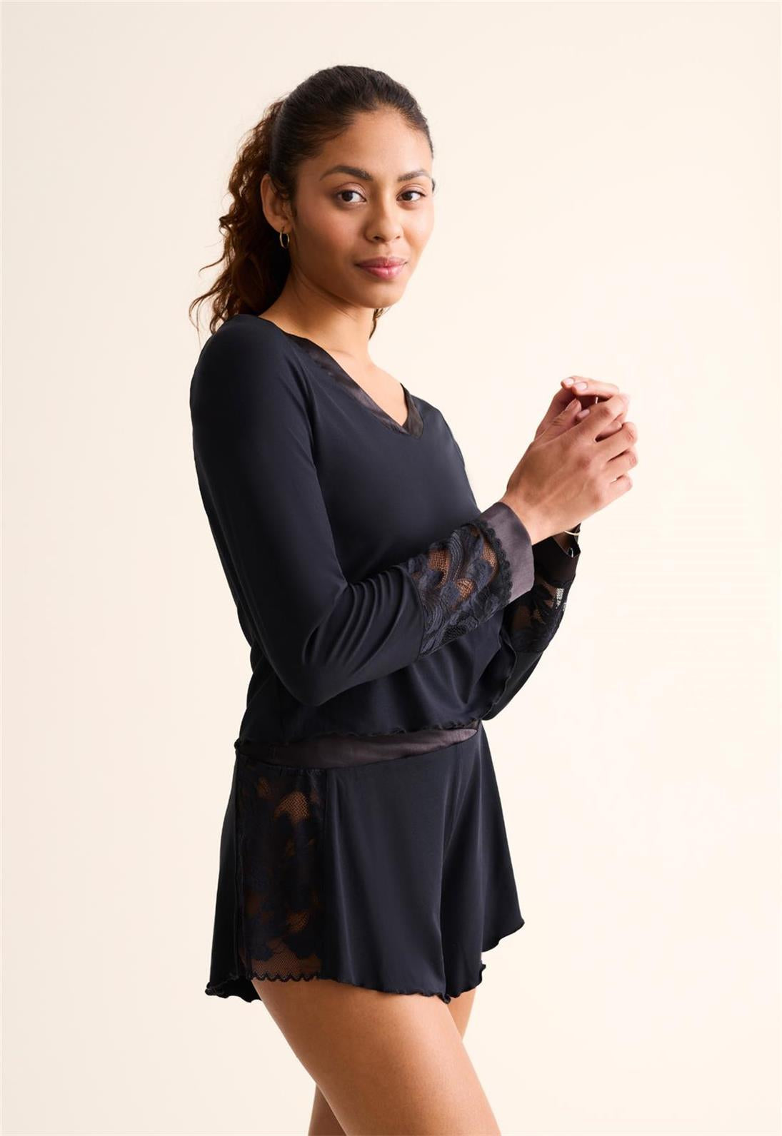 FLEURT Parisian Nights Short Set- BLK/RED- 6141