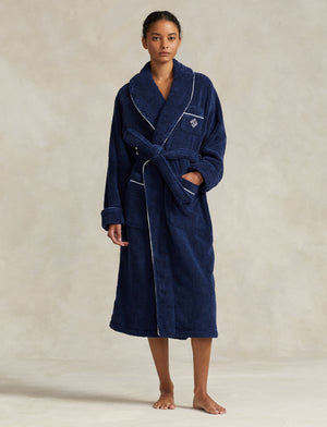 POLO RALPH LAUREN BATHROBE- 4P0005- NAVY/WHITE CLOUD