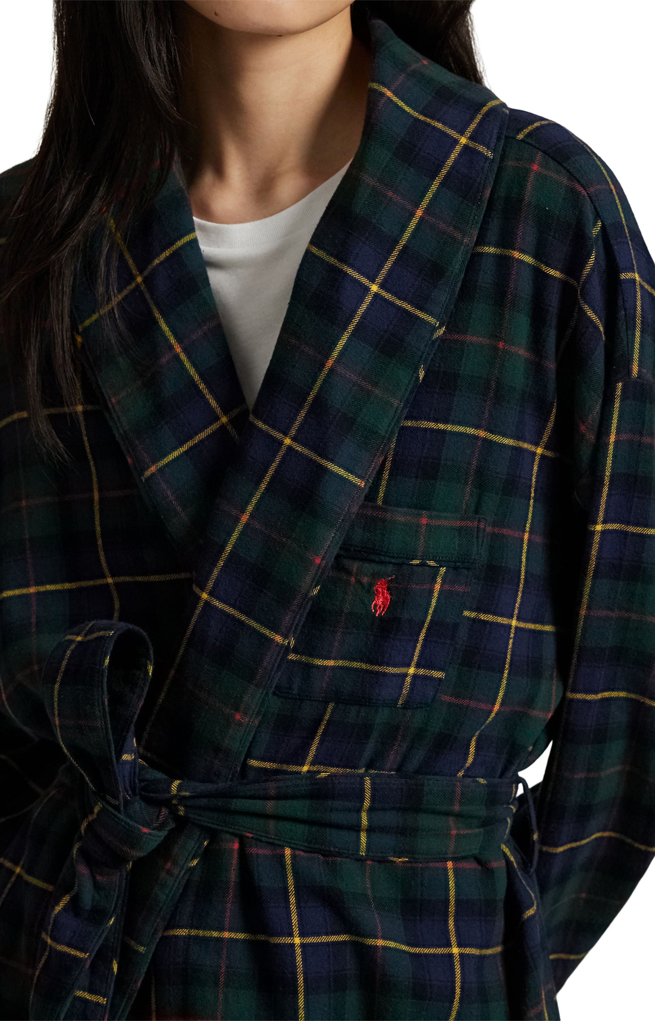 POLO RALPH LAUREN SHORT FLANNEL ROBE- 4P0433- TARTAN