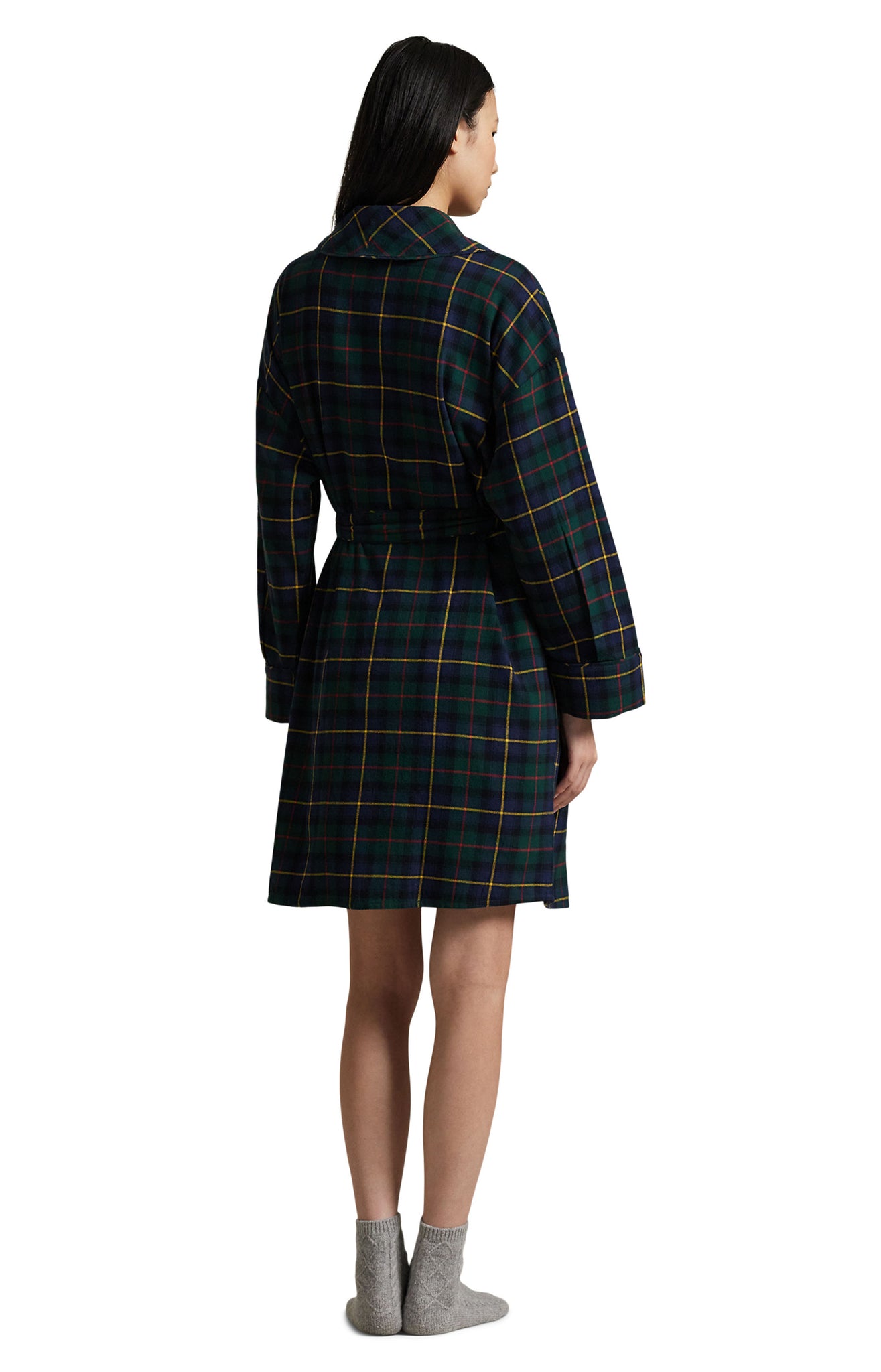 POLO RALPH LAUREN SHORT FLANNEL ROBE- 4P0433- TARTAN