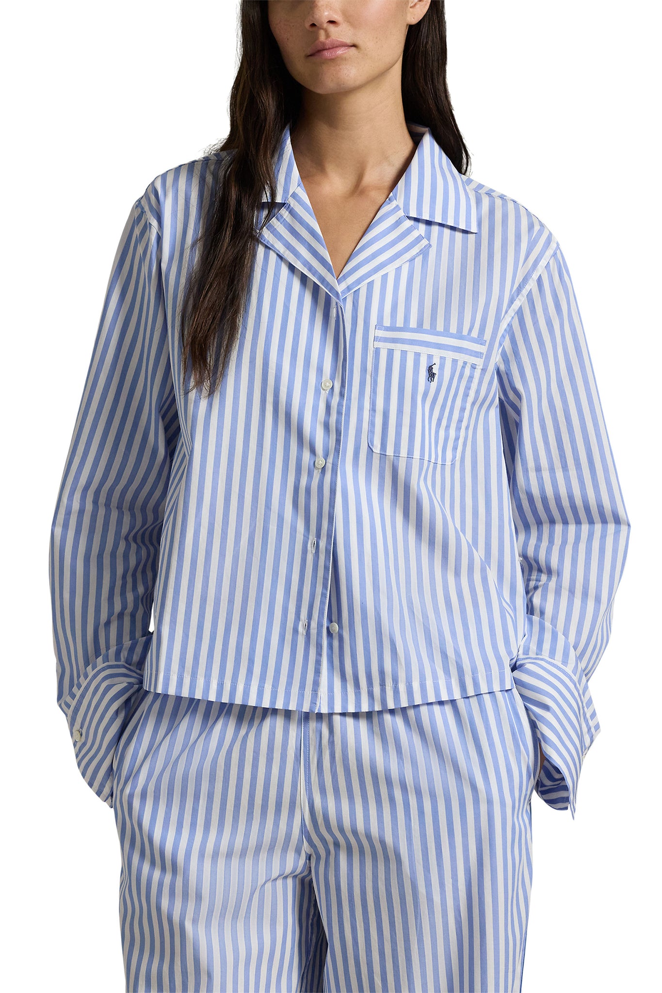 POLO RALPH LAUREN LONG SLEEVE PJ SET- WHITE CLOUD HYDRANGEA- P4P8004