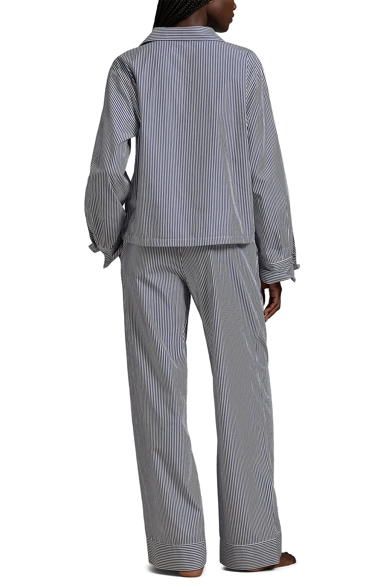 POLO RALPH LAUREN- 2 PC LONG SLEEVE PJ SET POPLIN- P8004- VINE BREEN/WHITE CLOUD