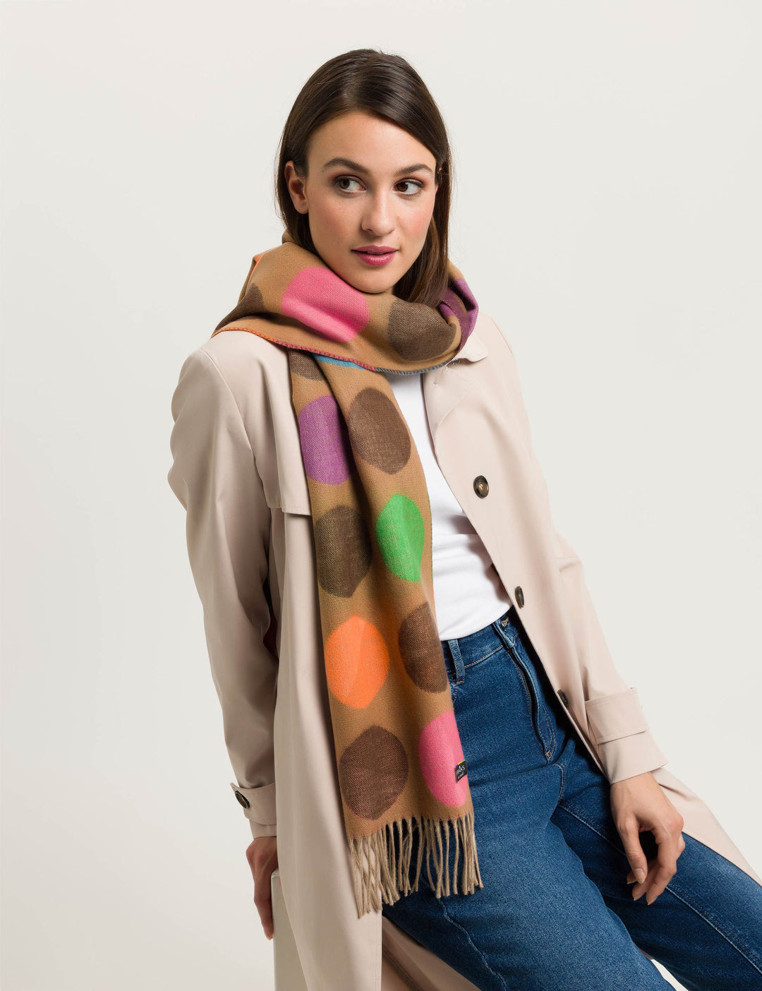 Fraas - Divided Dots Oversized Cashmink Scarf - 621490