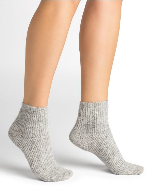 Bleuforet 6458- Short Alpaca Wool Socks- Light Grey