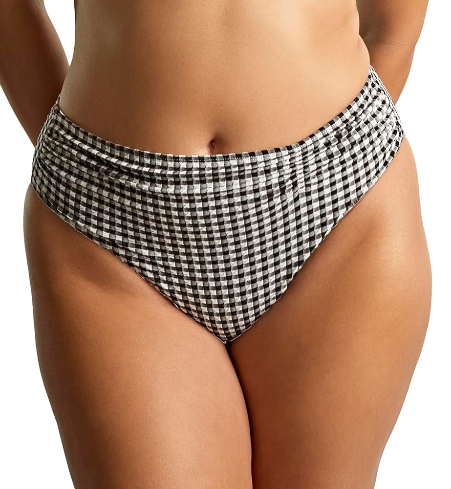 Panache Midi Bikini Bottoms- SW1729- Green Gingham/Black Gingham