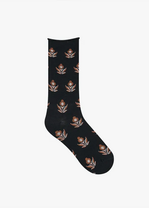 Bleuforet fine wool socks with flower patterns- 6487