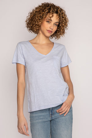 Pj RKBBT Salvage Back to basic short sleeve top-  Blue Mist/ Ivory