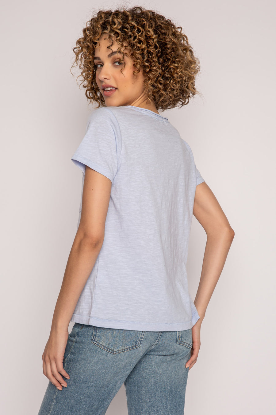 Pj RKBBT Salvage Back to basic short sleeve top-  Blue Mist/ Ivory