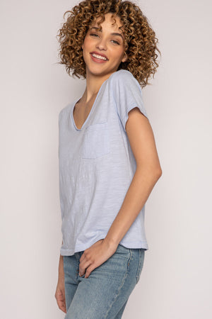 Pj RKBBT Salvage Back to basic short sleeve top-  Blue Mist/ Ivory