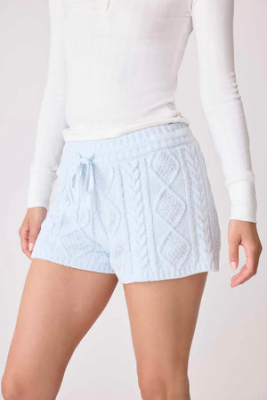 PJ salvage-Chenille Cozy Cable Shorts- RPCLS- Blue Air