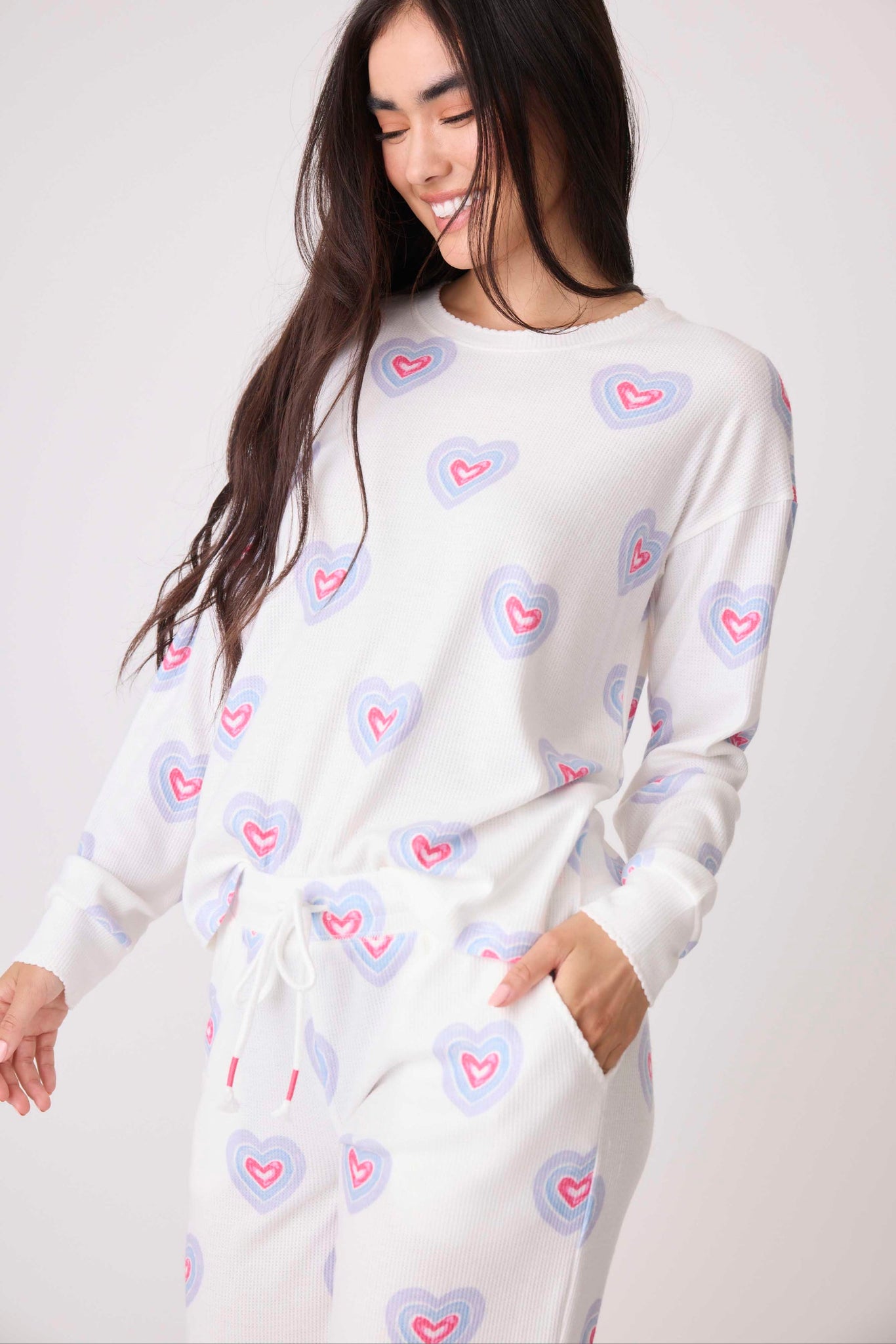 PJ SALVAGE Peace & Love Hearts Thermal Long Sleeve Top/Pant- RPPLLS1/RPPLP1
