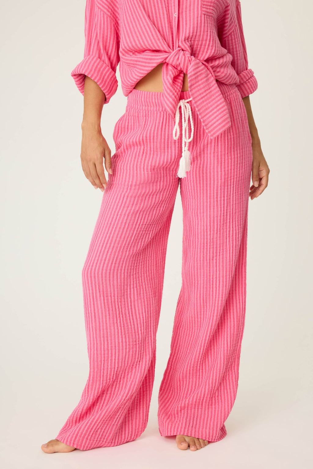 PJ Salvage - Back From The Beach Pant - RASPBERRY SORBET/IVORY - RUBFS
