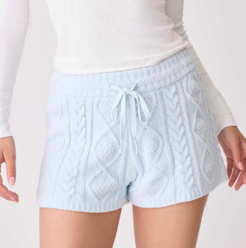 PJ salvage-Chenille Cozy Cable Shorts- RPCLS- Blue Air