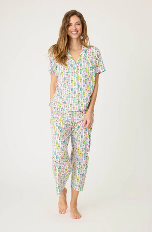 Whimsy PJ Set- R7WHST2- Sea Moss (Cats)/ Ivory (lipstick)
