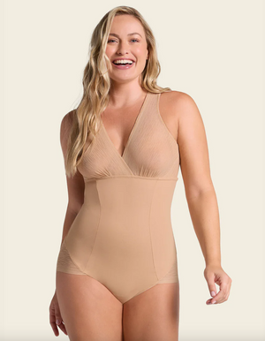 Leonisa-Sheer Stripe Detail Sculpting Bodysuit-018517 – The Leonisa-Sheer Stripe Detail Sculpting Bodysuit-018517 – The