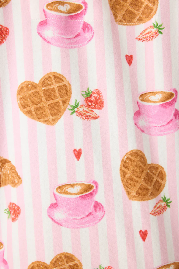PJ Salvage - Brunch Club Breakfast Print Night Shirt - RUFLNS Pink