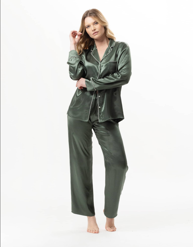 Le Chat DARCY 106 Lichen-0420 Viscose Button-Down Pajamas C115APY