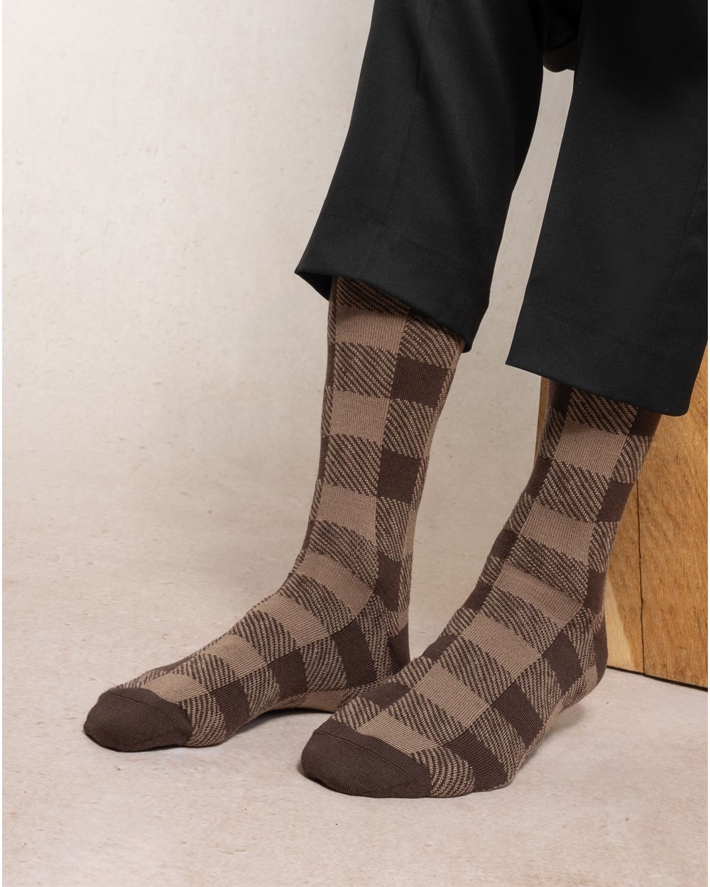 BLEUFORET Merino Wool Checked Men's Socks- 7097