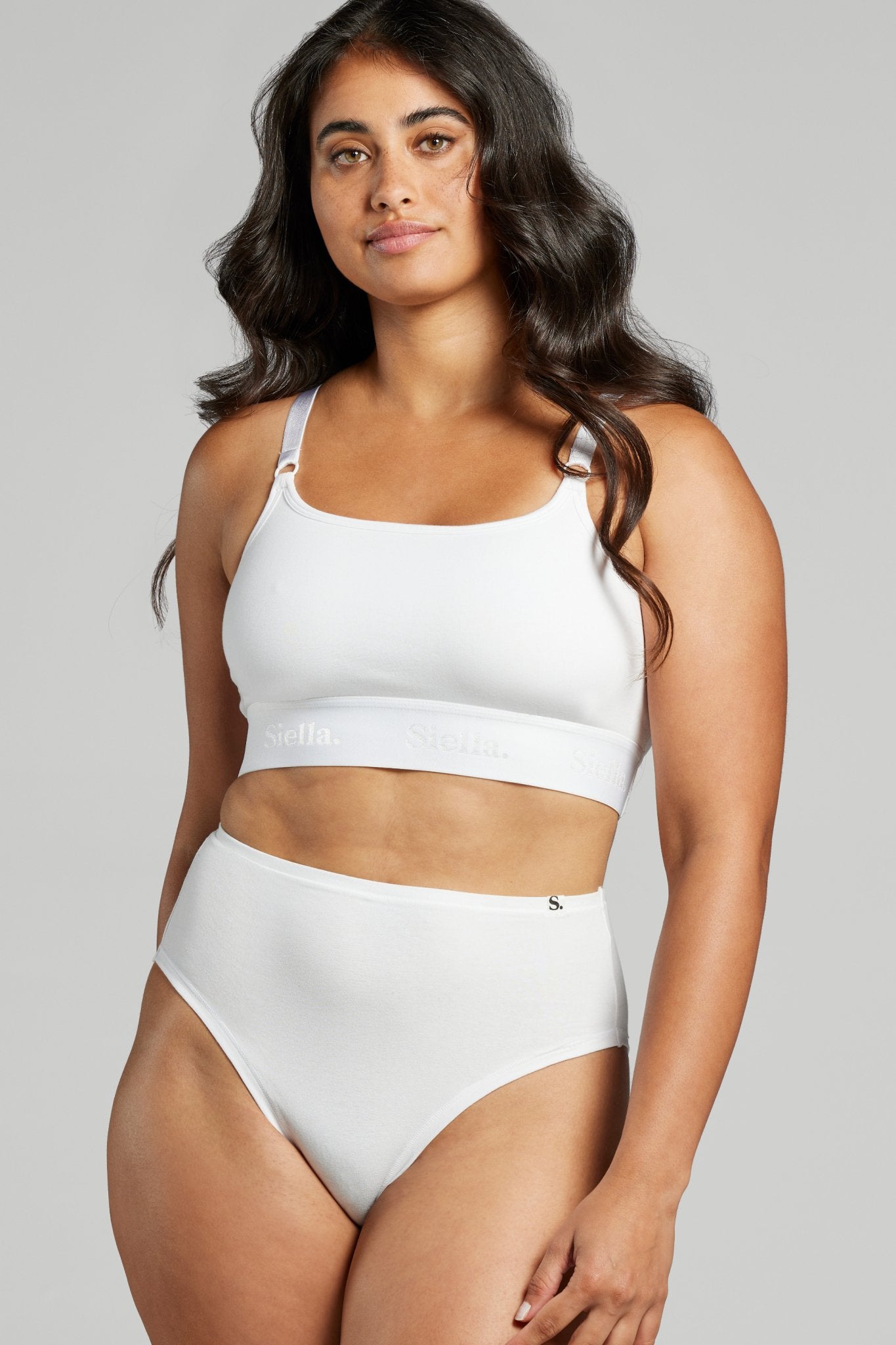 Siella Organic Cotton High Waist Brief- White/Black- 85661