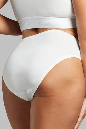 Siella Organic Cotton High Waist Brief- White/Black- 85661