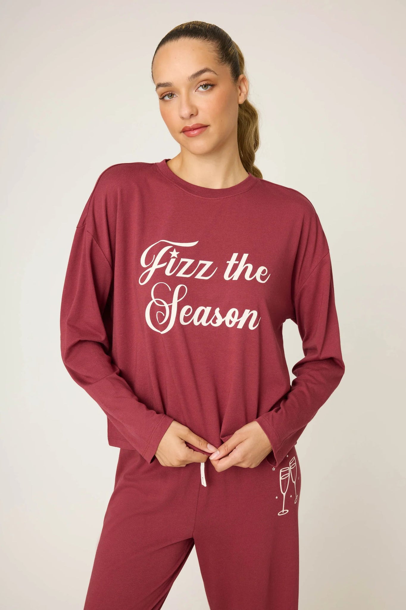 PJ Salvage Holiday Softee Set - Scarlett/DARK CHARCOAL/PORT