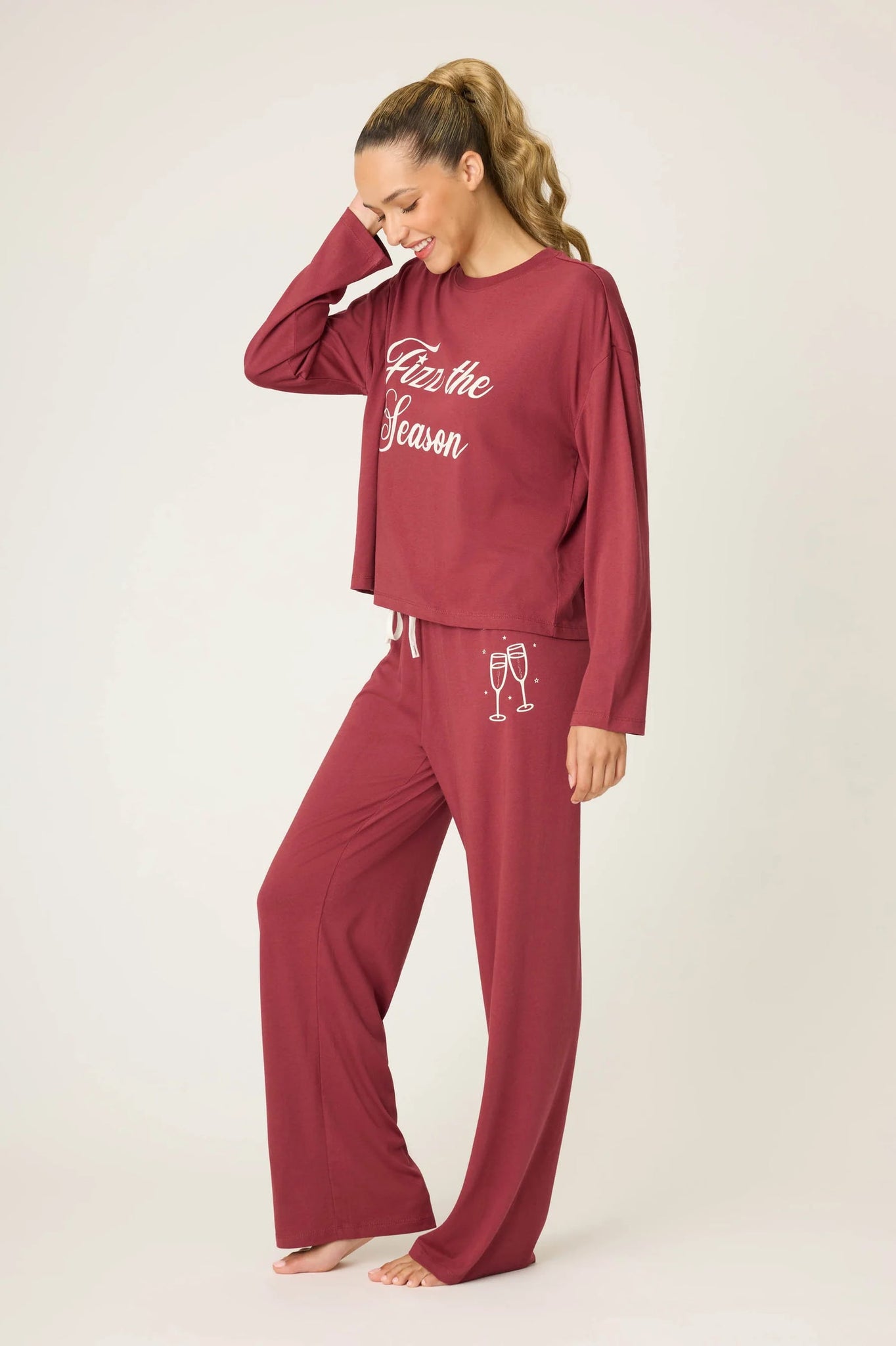 PJ Salvage Holiday Softee Set - Scarlett/DARK CHARCOAL/PORT