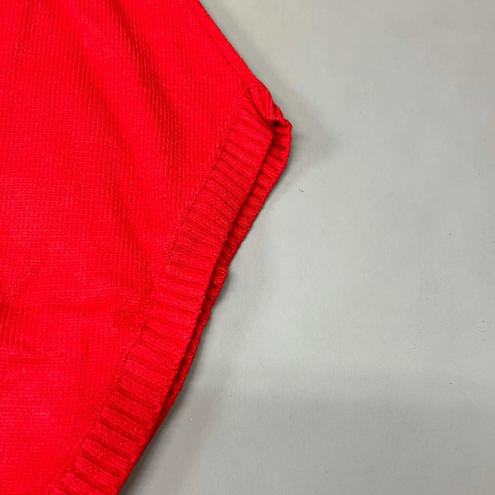 MITCHES Knit Zip up Poncho w/ Fur Trimmed Hood Womens- OS Red