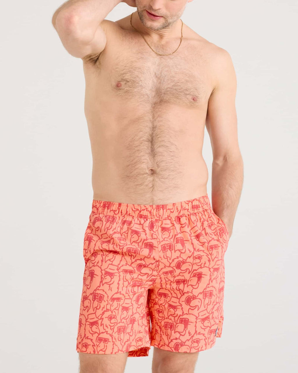 SAXX Go Coastal 2N1 Classic Swim Volley 7" with liner- SXSW06- PARROT PARTY- PPC