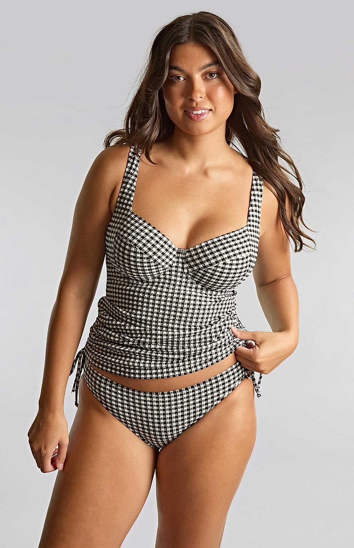 Panache Iris Balcony Tankini Top-SW1744- Green Gingham/Black Gingham