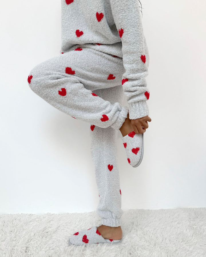 SPLENDID fuzzy sweater Set- NAVY OAT/HEATHER GREY/CHERRIES - RPF1230