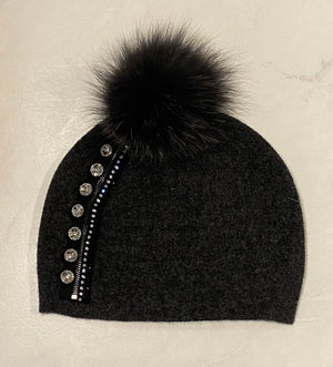 Mitchie's Charcoal Knitted Hat with Zipper Design
