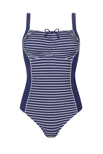 Navy and white hot sale striped one piece swimsuit