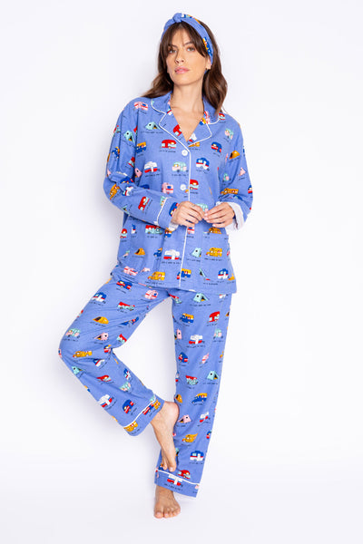 PJ Salvage Chill Out Classic Flannel Pajama Set in Aqua