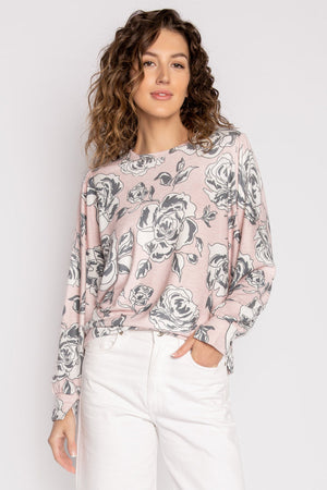 Cinema Floral Long Sleeve Top/ Tank- Oatmeal (RHCFLS-RHCFTK)