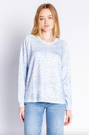 PJ Salvage - Peachy Party Zebra Long Sleeve Top