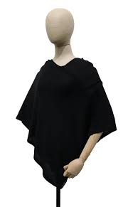Triangle Solid Ribbed Knit Jersey Poncho